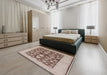 Mid-Century Modern Sienna Brown Oriental Rug in a Bedroom, urb756