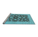 Sideview of Machine Washable Oriental Light Blue Traditional Rug, wshurb756lblu