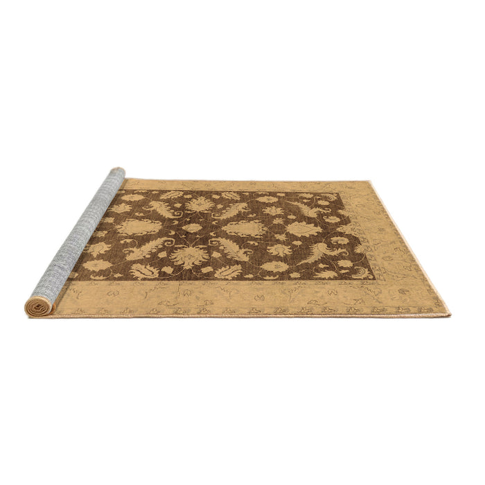 Sideview of Machine Washable Oriental Brown Traditional Rug, wshurb756brn