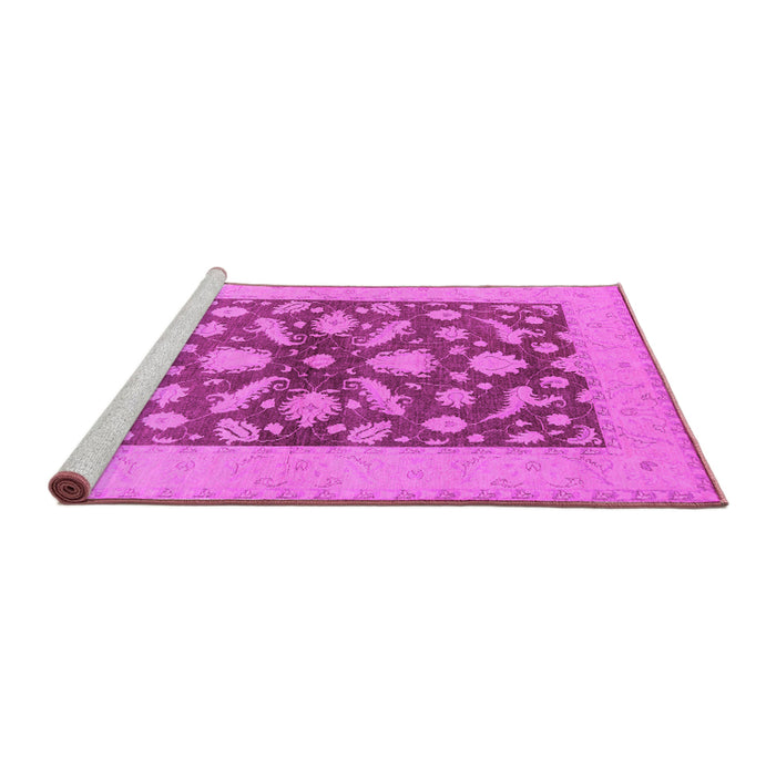 Sideview of Machine Washable Oriental Pink Traditional Rug, wshurb756pnk