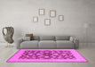 Machine Washable Oriental Pink Traditional Rug in a Living Room, wshurb756pnk
