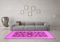 Machine Washable Oriental Pink Traditional Rug, wshurb756pnk