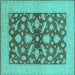 Square Oriental Turquoise Traditional Rug, urb756turq