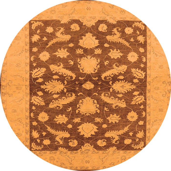 Round Oriental Orange Traditional Rug, urb756org