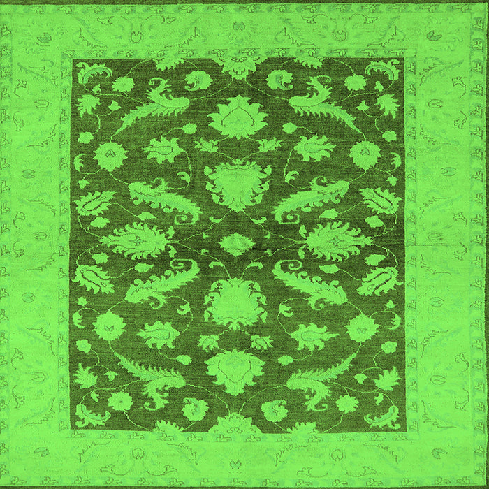 Square Machine Washable Oriental Green Traditional Area Rugs, wshurb756grn