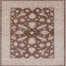Square Mid-Century Modern Sienna Brown Oriental Rug, urb756