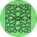 Round Oriental Emerald Green Traditional Rug, urb756emgrn