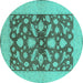 Round Oriental Turquoise Traditional Rug, urb756turq