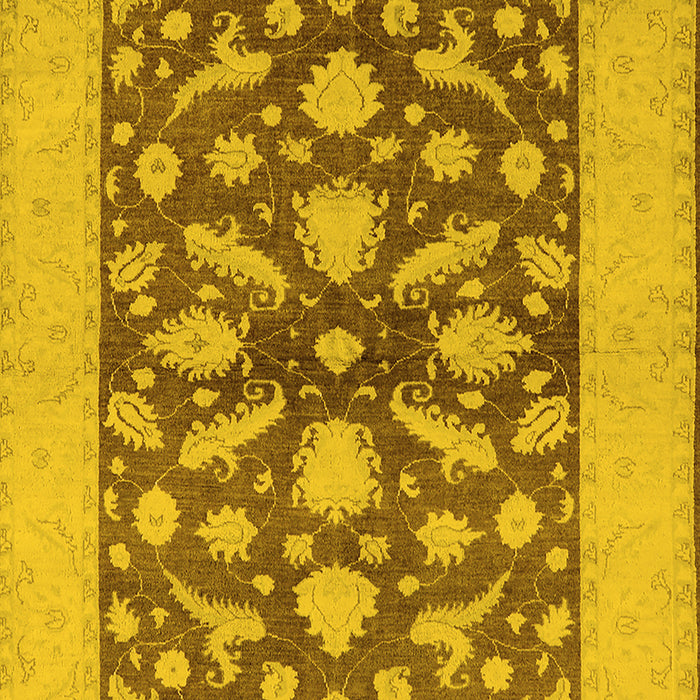 Machine Washable Oriental Yellow Traditional Rug, wshurb756yw