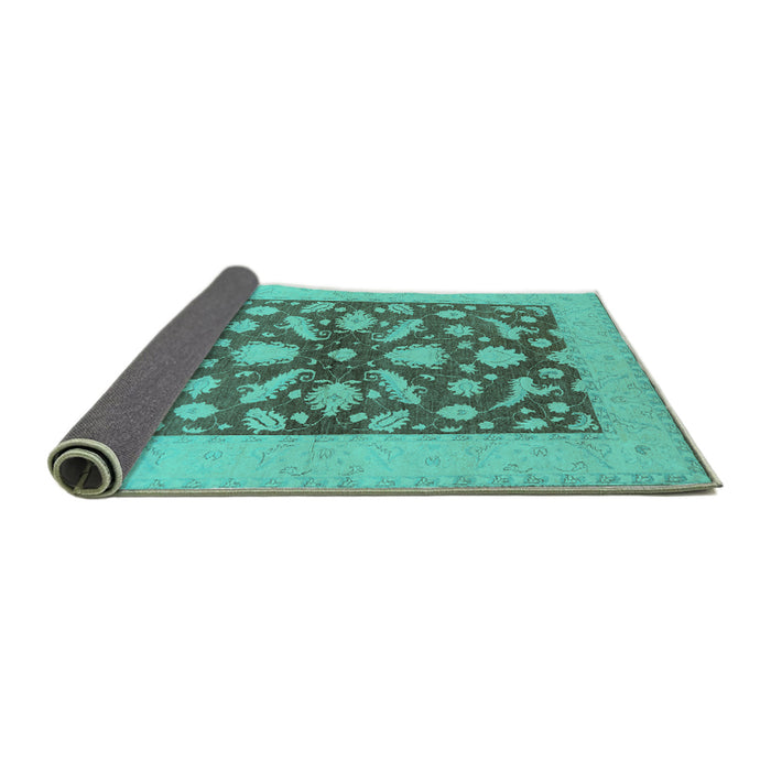 Sideview of Oriental Turquoise Traditional Rug, urb756turq