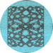 Round Oriental Light Blue Traditional Rug, urb756lblu