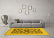 Machine Washable Oriental Yellow Traditional Rug in a Living Room, wshurb756yw