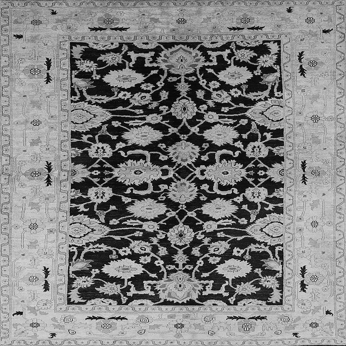 Square Machine Washable Oriental Gray Traditional Rug, wshurb757gry