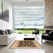 Square Machine Washable Industrial Modern Sangria Brown Rug in a Living Room, wshurb757