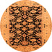 Round Machine Washable Oriental Orange Traditional Area Rugs, wshurb757org