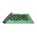 Sideview of Oriental Turquoise Traditional Rug, urb757turq