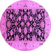 Round Oriental Purple Traditional Rug, urb757pur