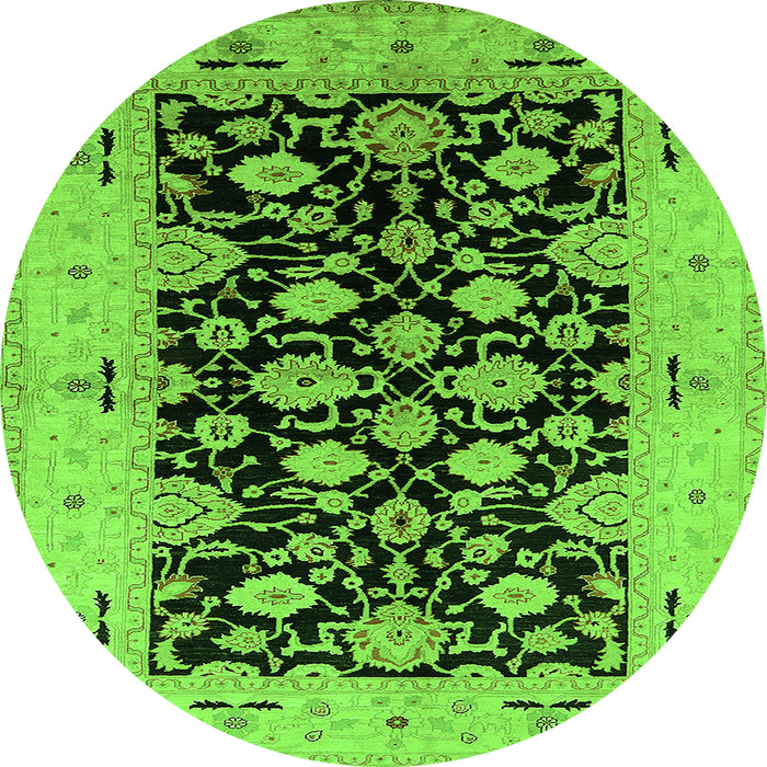 Round Oriental Green Traditional Rug, urb757grn