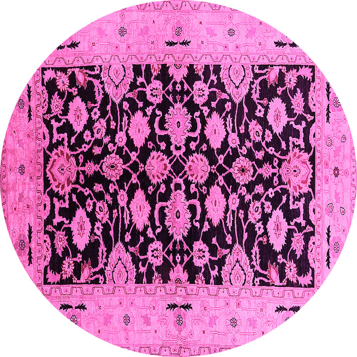Round Oriental Pink Traditional Rug, urb757pnk