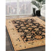 Mid-Century Modern Sangria Brown Oriental Rug in Family Room, urb757