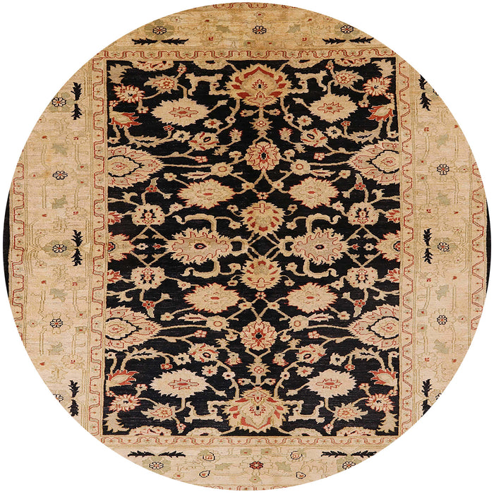 Round Mid-Century Modern Sangria Brown Oriental Rug, urb757