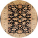 Round Mid-Century Modern Sangria Brown Oriental Rug, urb757