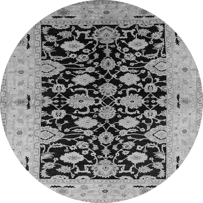 Round Oriental Gray Traditional Rug, urb757gry