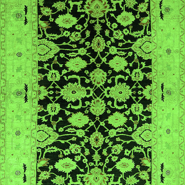 Machine Washable Oriental Green Traditional Area Rugs, wshurb757grn