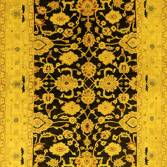 Machine Washable Oriental Yellow Traditional Rug, wshurb757yw
