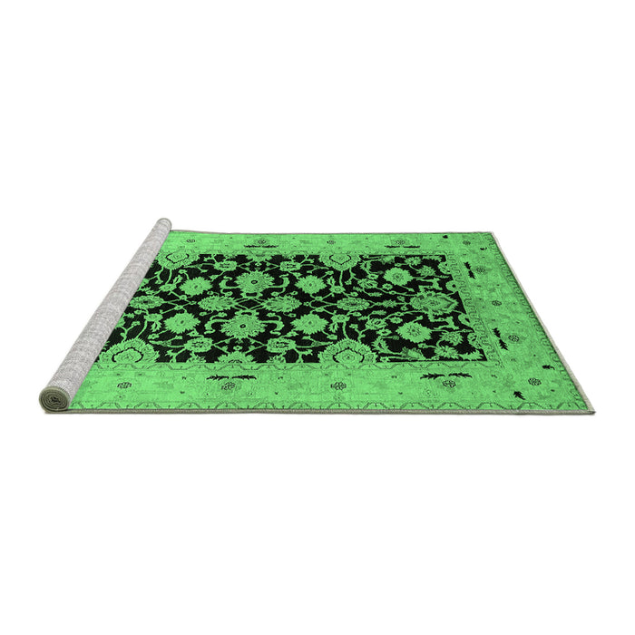 Sideview of Machine Washable Oriental Emerald Green Traditional Area Rugs, wshurb757emgrn