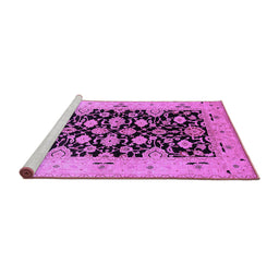 Sideview of Machine Washable Oriental Purple Traditional Area Rugs, wshurb757pur