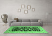 Machine Washable Oriental Emerald Green Traditional Area Rugs in a Living Room,, wshurb757emgrn