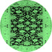 Round Oriental Emerald Green Traditional Rug, urb757emgrn