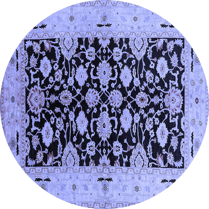 Round Oriental Blue Traditional Rug, urb757blu
