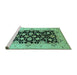Sideview of Machine Washable Oriental Turquoise Traditional Area Rugs, wshurb757turq