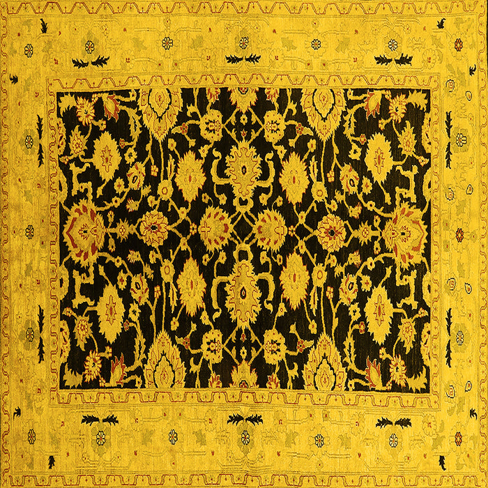 Square Oriental Yellow Traditional Rug, urb757yw