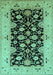 Machine Washable Oriental Turquoise Traditional Area Rugs, wshurb757turq