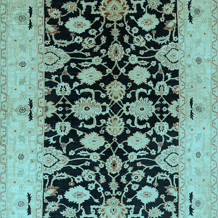 Machine Washable Oriental Light Blue Traditional Rug, wshurb757lblu