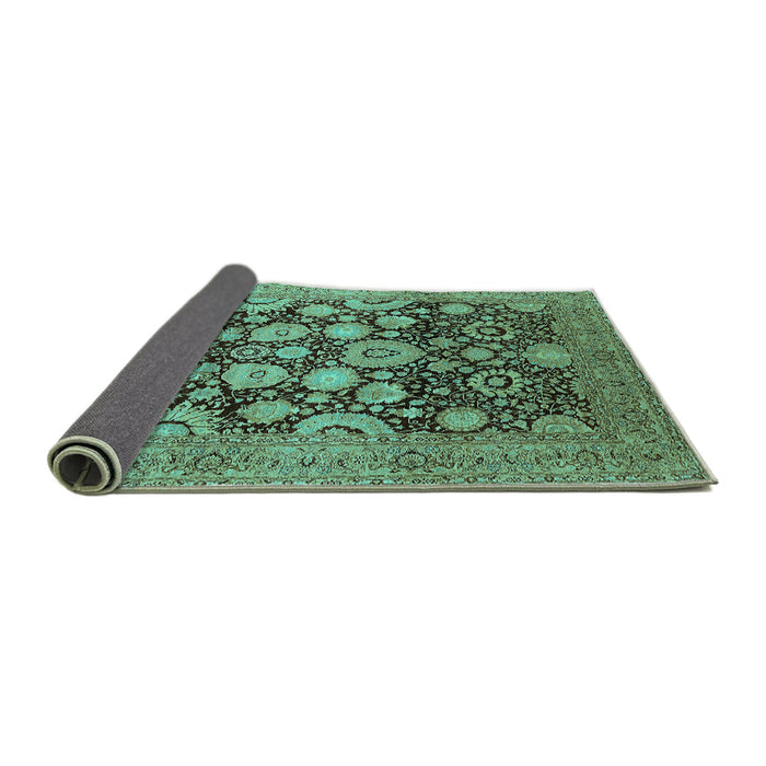 Sideview of Oriental Turquoise Traditional Rug, urb758turq