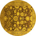 Round Oriental Yellow Traditional Rug, urb758yw