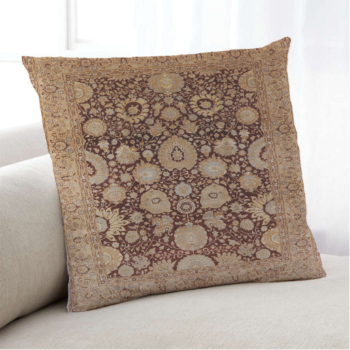 Lifestyle Image of Mid-Century Modern Urban Square Sandy Brown Throw Pillow, 18 inch by 18 inch, pwurb758