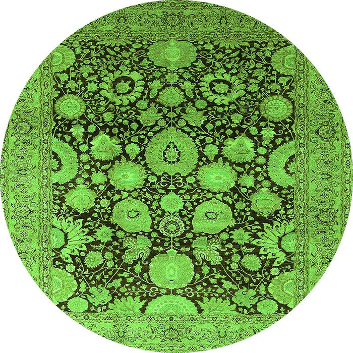 Round Oriental Green Traditional Rug, urb758grn