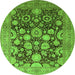 Round Oriental Green Traditional Rug, urb758grn