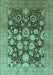 Machine Washable Oriental Turquoise Traditional Area Rugs, wshurb758turq