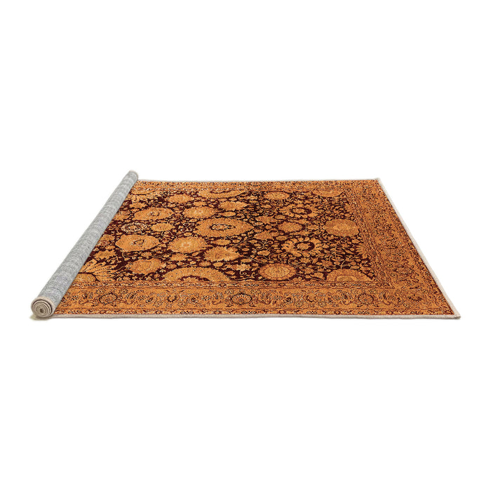 Sideview of Machine Washable Oriental Orange Traditional Area Rugs, wshurb758org