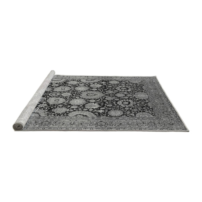 Sideview of Machine Washable Oriental Gray Traditional Rug, wshurb758gry