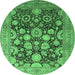 Round Oriental Emerald Green Traditional Rug, urb758emgrn