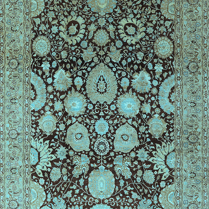 Machine Washable Oriental Light Blue Traditional Rug, wshurb758lblu