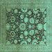 Square Oriental Turquoise Traditional Rug, urb758turq