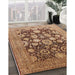 Mid-Century Modern Sandy Brown Oriental Rug in Family Room, urb758